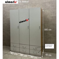 ALMARIIS® (WD34) 1 DOOR 2 DRAWER WARDROBE / 1 PINTU 2 LACI ALMARI BAJU