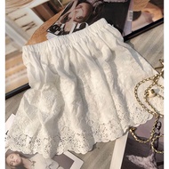 Váy Ngắn Xếp Ly Ren Shark Fish Base Layer Womens Half-length Skirt High Waist Commute Style Pure E-c