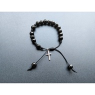 G39 ROSARY BRACELET BLACK HEAVY PEARL CROSS KONTAS BRACELET