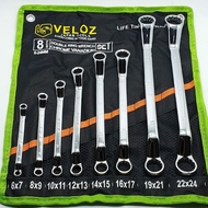 Veloz Kunci Ring Ring Set 6~24mm 8Pcs Chrome Vanadium Steel Kualitas Premium