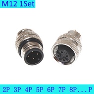 1Set Compatible M12 A Type 4 5 8 12P Waterproof IP67 Aviation Male Plug Female Socket Injection Mold