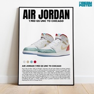 Nike Hypebeast Poster - AR 1 MID GS UNC TO CHICAGO Frameblock Photo Frame