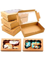 12入組7*4.3*1.5英寸棕色曲奇盒，蛋糕盒，糖果盒，甜點盒，窗戶小容器糖果禮盒，適用於婚禮生日派對