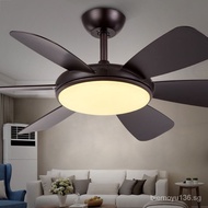 （In stock）Variable Frequency Mute Fan Restaurant Home Retro Remote Control Ceiling Fan Lights Nordic Ceiling Fan, with Light Living Room Fan-Style Ceiling Lamp