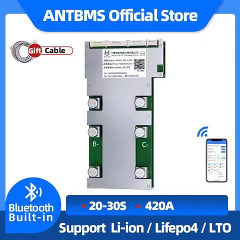 ANT Smart BMS 20S 21S 22S 23S 24S 25S 26S 27S 28S 29S 30S 420A Peak 1050A 96V Bluetooth APP 420A LiF