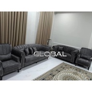 Harga Kilang Chesterfield Sofa Velvet Sofa 2 Seater 3 Seater 2xWing Chair