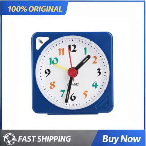 Quartz Travel Alarm Clock Blue LED Alarm Clock Small Silent Snooze Function Home Office Bedroom Trav