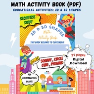 Kindergarten Preschool Math Activity Book | 2D &amp; 3D Shapes | Buku Aktiviti Latihan Matematik  Prasekolah (PDF, Softcopy)