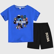 NEW👁️DOORS TEE WITH SHORTS ROBLOX 逃離大門玩偶毛公仔玩具 小童中童大童衣服 小朋友兒童春季夏季 短袖上衣短褲