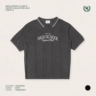 High school collection ClassIV oversize knit short sleeve polo เสื้อคอวีปักโลโก้ นุ่มสบาย- TPB09558