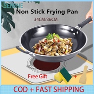 34CM 36CM Non stick frying pan kaldero set big sale makapal kawali sale big wok pan non stick origin