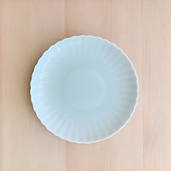 青白瓷 二重菊圓盤 (14cm) /有田燒/點心盤