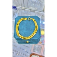 S950 Italian silver bracelet with gold millet, 8mm solid double flip ring, about 3, only 3-5 with sy