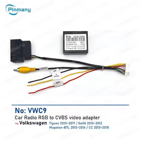 Car Radio RGB to CVBS Video Decoder VWC9 Android Head Unit Rear Camera Adapter for Volkswagen Tiguan