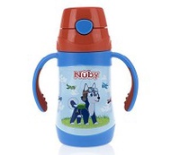 Nuby 不銹鋼真空學習杯(細吸管)280ml-領航犬