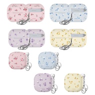 Korea Galaxy {Buds3/Buds3Pro/Buds3FE/Buds2/2PRO/Live/FE}Case Cover With Keyring  Flower Garden
