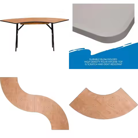 Commercial Grade Serpentine Folding Banquet Table, 5.5 Feet by 2 Feet, by Flash Furniture