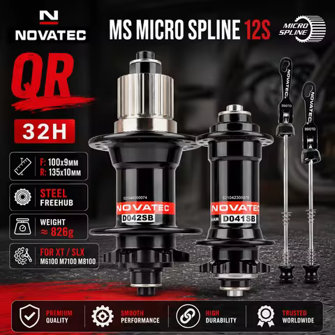 Novatec D041 D442SB MTB Disc Brake Hubs MS Micro Spline 12S QR Thru Boost Steel Freehub 32H For XT S