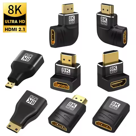 HDMI-Compatible Adapter Mini/Micro HDMI To HDMI 8K 60Hz 4K 120Hz/144Hz Male To Female Converter For 