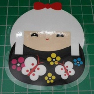 Static Cling decal "Adorable Kokeshi Doll"