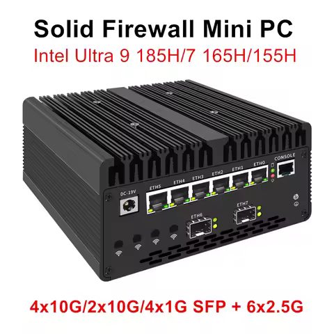 Topton Ultra 9 185H Firewall Mini PC Ultra 7 165H 155H 4x/2x 10G SFP 6*2.5G LAN Intel vPro Thunderbo