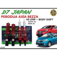 D7 JPN ADJUSTABLE HI LOW BODY SHIFT UTK AXIA BEZZA NEW ABSORBER SPRING