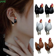 JANRY Hand Painted Chicken Earrings, Handmade Elegant Funny Chicken Earrings, Cute  Animal Jewelry L