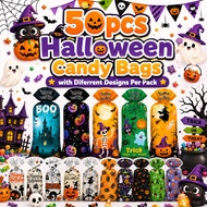 AGAR.SHOP 50pcs New Halloween Candy Bags For Halloween Candies/cookies Giveaway