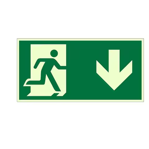 1pc Downward Exit Sign Safety Sign Glow In The Dark Photoluminescent Fire Safety Signs Escape Sign