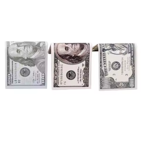Wallet Men's Short PU Foreign Currency Pattern Money Clip​ Dollars Notes Zero Purses Card Cash Coin 