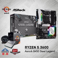 AMD Ryzen 5 3600 Processor w/ Asrock B450 Steel Legend Motherboard Bundle