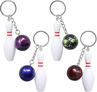 4PCS Resin Bowling Keychains Novelty Bowling Ball and Pin Key Rings Keyfob Sports Party Favors for B