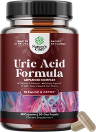 Natures Craft Uric Acid Vitamins For Men&amp;Women “Herbal Full Body Cleanse Joint Support Muscle Recovery &amp; Kidney Support Supplement-Dietary Supplement Pure Tart Cherry Milk Thistle &amp; Bromelain Antioxidant