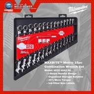 Milwaukee MAXBITE™ Metric 15pcs Combination Wrench Set (Model: 4932-4642-58)