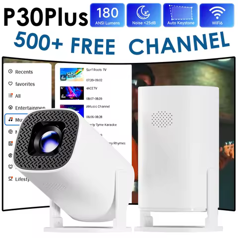 TOPSION P30PLUS Smart Mini Projectors 4K 1280 * 720P With 500+Live free Channel Support WiFi6 Home T