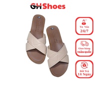 Women's flat sandals with two cross straps and wavy pattern with round toe GH06