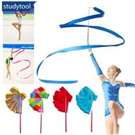 STUDYTOOL 4M Colorful Gym Dance Rhythmic Art Gymnastic Ribbons Ballet Streamer Twirling Rod Stick Fo