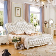 European style double bed Leather bed Leather Bed  Solid wood bed French-style Luxurious Double Bed2