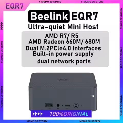 Beelink EQR7 Mini Host Pc Amd 660m/680m R5/R7 7735u/7535u DDR5 Wifi6 Quiet Built-In Power Business O