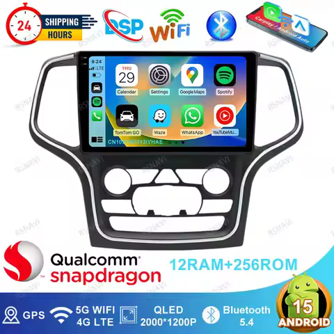 Android 15 Car Radio For Jeep Grand Cherokee WK2 2014 - 2022 Dash Cam Golf 7 Gti E90 Tesla Model 3 A