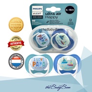 Philips Avent Ultra Air Pacifier I Love Papa Boats (2pcs/pack) 6-18 mos w/ Carrying Case