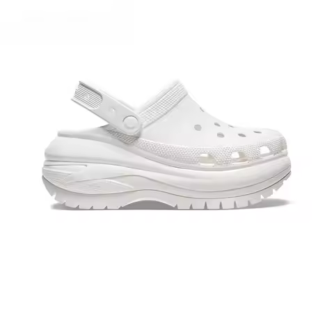 Crocs Mega Crush “Racing” Comfortable Everyday Outdoor Clogs 6cm Heel Unisex White 207988-100