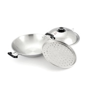 Zebra 5Ply Chinese Wok With Lid & Steaming Plate (42cm)