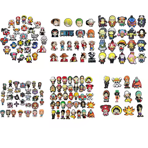 One piece Cartoon PVC Shoe Charms Sandal Accessories Anime Fantasy Adventure Shoe Buckle Decoration 