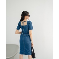YG4 [ Keyclothingline ] Elise Denim Dress / Dress Jeans Midi