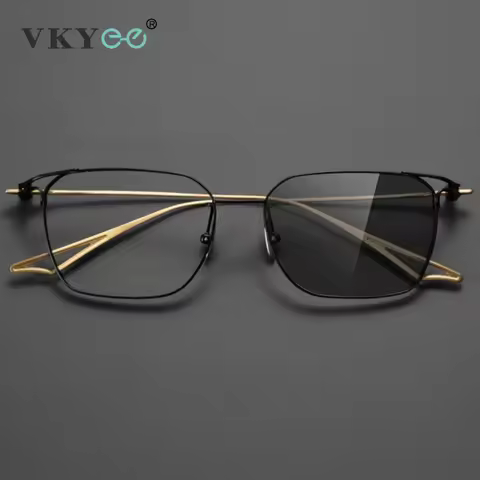 VKYEE Ultra-lightweight Pure Titanium Fashion Design Men's Photochromic Anti-blue Light Glasses Can 