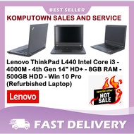 Lenovo ThinkPad L440 Intel Core i3 - 4000M - 4th Gen 14" HD+ - 8GB RAM - 256GB HDD - Win 10 Pro (Ref