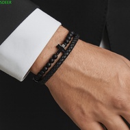 SDEER Lava Rock Bead Bracelet, Magnetic Bible Verse Double-Row Braided Bracelet, Men Bracelet Leathe