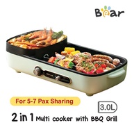 [BEAR] DKL-C15G1 /STEAMBOAT WITH BBQ GRILL, 2 IN 1 MULTI COOKER WITH NON-STICK INNER POT