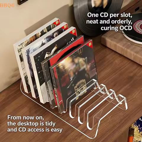 2PCS 6/8Grid Clear Acrylic CD Display Shelf Multifunctional CD Display Organizer For Vinyl Records C